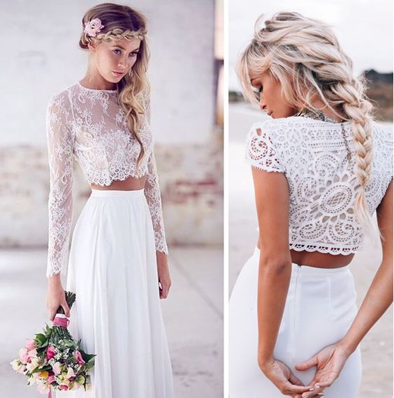 Crop top trouwjurk