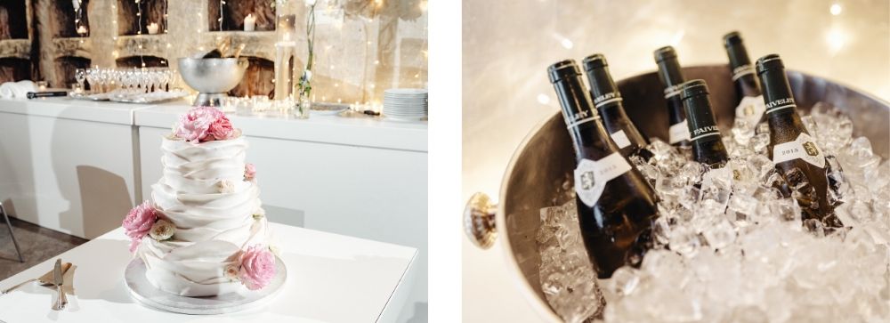 romantische luxe bruiloft bij chateau neercanne wedding bruidstaart toost champagne